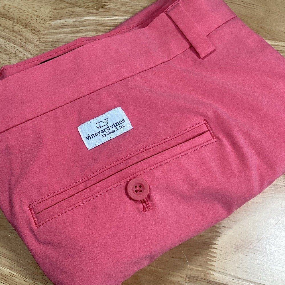 Vineyard Vines Shorts Mens 38 Salmon Flat Front Chino Lightweight- FLAWS - Picture 12 of 12